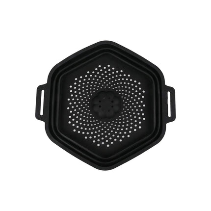 Black collapsible Ice Cold Shower Attachment with handles on a white background