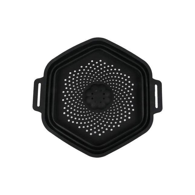 Black collapsible Ice Cold Shower Attachment with handles on a white background