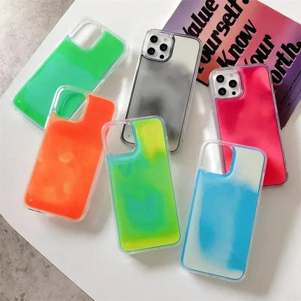 Colorful  Luminous Quicksand Phone Case on a white surface with a blurred background - Astoria Lifestyle