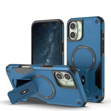Blue Shockproof Magnetic Phone Case on a white background