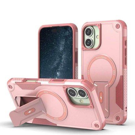 Pink Shockproof Magnetic Phone Case with stand on a white background