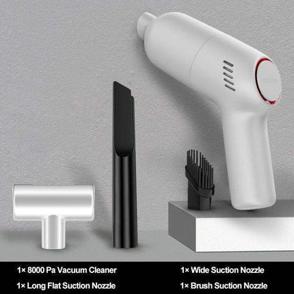 Portable Handheld Car Vacuum Cleaner with various suction nozzles for effective car cleaning.