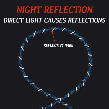Reflective Hands-Free Nylon Leash for Pets showing night reflection feature with reflective wire.