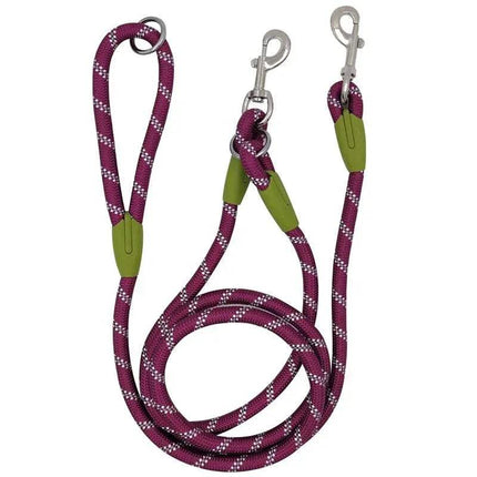 Reflective Hands-Free Nylon Leash for Pets in purple with reflective threading for safety and visibility during walks.
