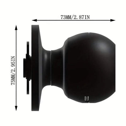 Smart Door Knob side view showcasing dimensions of 73MM and 75MM for secure home access