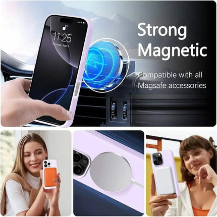 Magnetic iPhone Case with Lanyard Strap MagSafe, showcasing strong magnetic compatibility with MagSafe accessories.