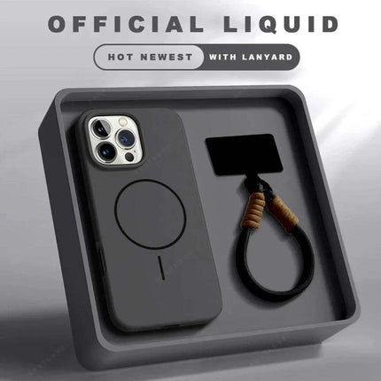 Magnetic iPhone Case with Lanyard Strap showcased in official packaging.