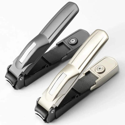 Two Nail Clipper with Catcher Clean & Precise Manicure Tool Kit, one black and one gold, on a white background