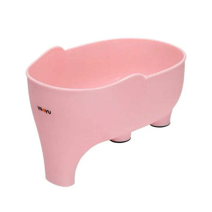 Pink 2x Elephant Drain Baskets Cute & Functional Kitchen Sink Strainers with 'Yoggu' branding on a white background