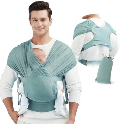 Baby Sling Wrap Stretchy Carrier worn by a man with a baby, showcasing its breathable design and comfort.