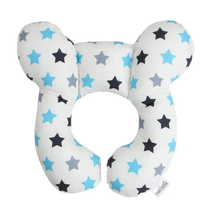 Baby Travel Pillow Safe, Comfortable Head & Neck Support with star pattern on a white background