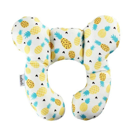 U-shaped Baby Travel Pillow Safe, Comfortable Head & Neck Support with pineapple pattern on a white background