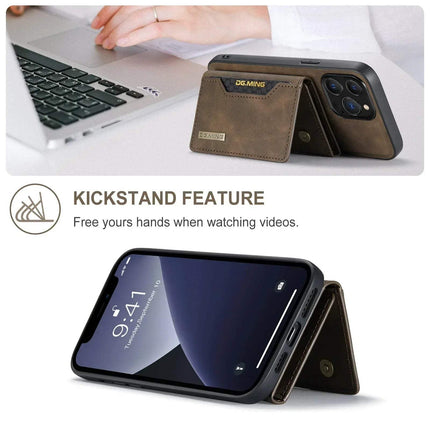 2 in 1 Detachable iPhone Leather Case Wallet with kickstand feature for hands-free video watching.