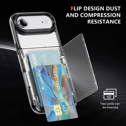 Protective iPhone Case with Card Holder Sleek, Practical, and Everyday-Ready with card slots and flip design on a black background