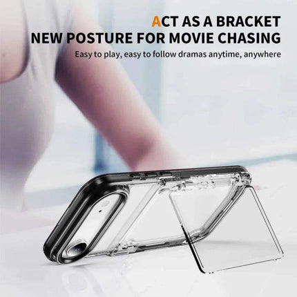 Protective iPhone Case with Card Holder Sleek, Practical, and Everyday-Ready bracket with text about movie chasing and easy play