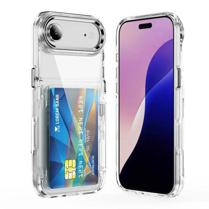 Clear Protective iPhone Case with Card Holder Sleek, Practical, and Everyday-Ready with card holder and smartphone showing screen