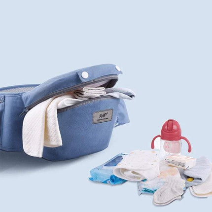 Blue Ergonomic Baby Carrier baby items on a light blue background