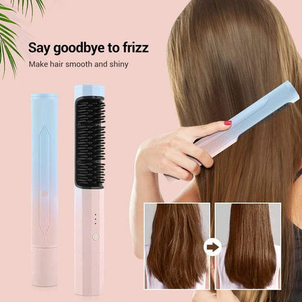 2 in 1 Wireless Curler & Straightener for smooth, shiny hair to say goodbye to frizz.