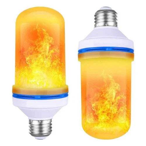 2x Flame Effect LED Light Bulbs showing realistic fire glow design with vibrant flame effect.