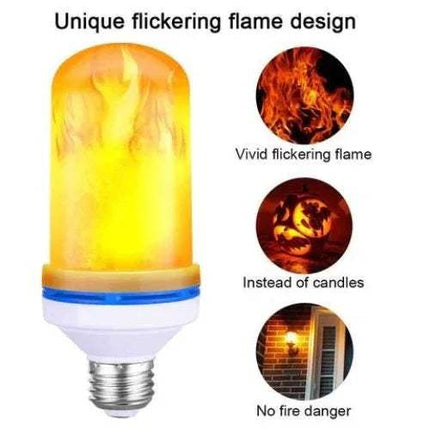 2x Flame Effect LED Light Bulbs with unique flickering flame design and vivid flame effect for safe ambiance lighting.