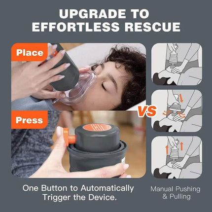 Automatic Choking Rescue Device demonstration showing easy use for effective choking relief at home or travel.