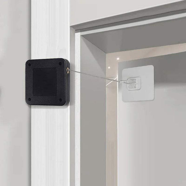 Automatic Door Closer mounted on a door frame for hands-free security.