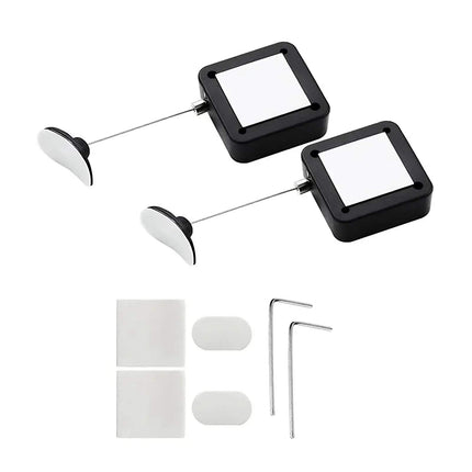 Set of black Bedside Remote Cable Lock Retractable Tether with additional components on a white background