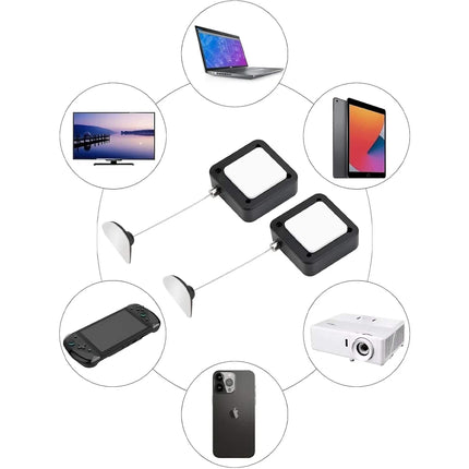 Multiple electronic devices connected Bedside Remote Cable Lock Retractable Tether on a white background