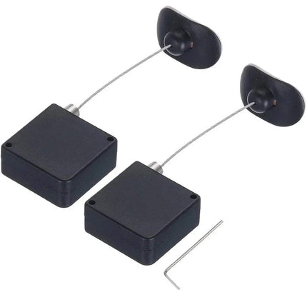 Two black Bedside Remote Cable Lock Retractable Tether on a white background