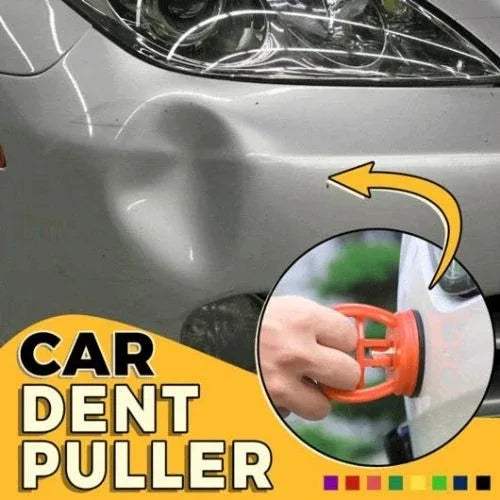 Car Dent Puller Paintless Dent Repair Tool for DIY Fixes being used on a car with a close-up of the tool.