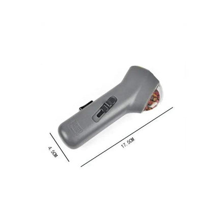 Gray Dog Treat Launcher Interactive Training & Play Toy with measurement lines on a white background