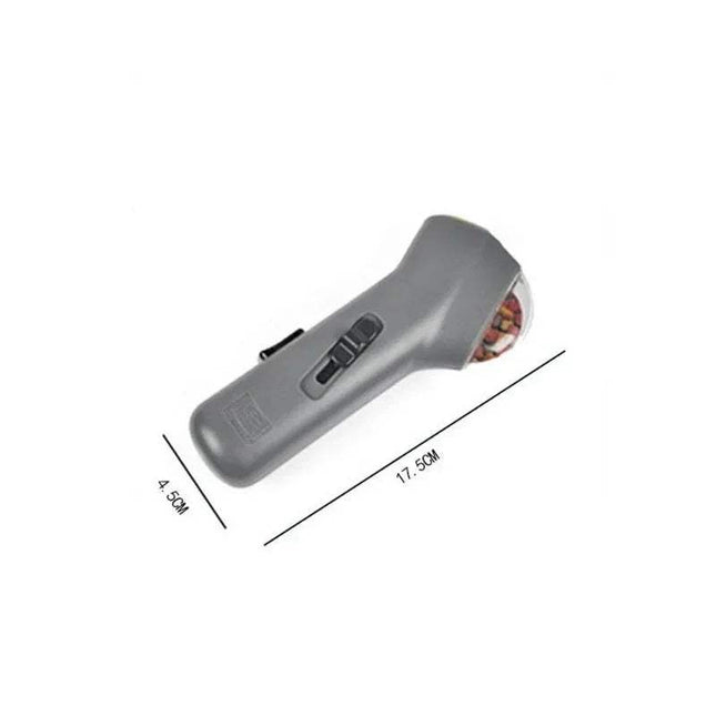 Gray Dog Treat Launcher Interactive Training & Play Toy with measurement lines on a white background