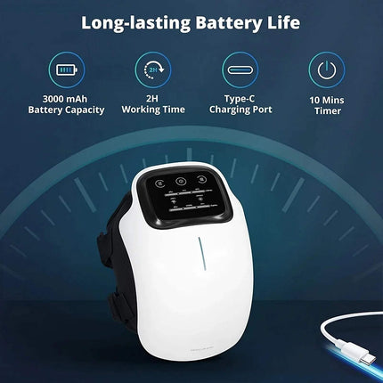 Electric Knee Therapy Device with long-lasting battery life, Type-C charging port, and 10 minutes timer features.