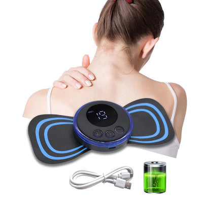 Rechargeable Electric Neck EMS Pulse Massager with USB charging for pain relief and muscle relaxation.