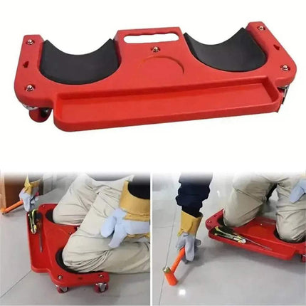  Rolling Knee Pads with Wheels, used by a person in work attire.