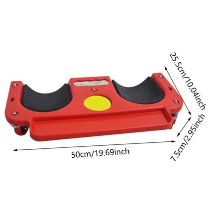  Rolling Knee Pads with Wheels with measurements on a white background