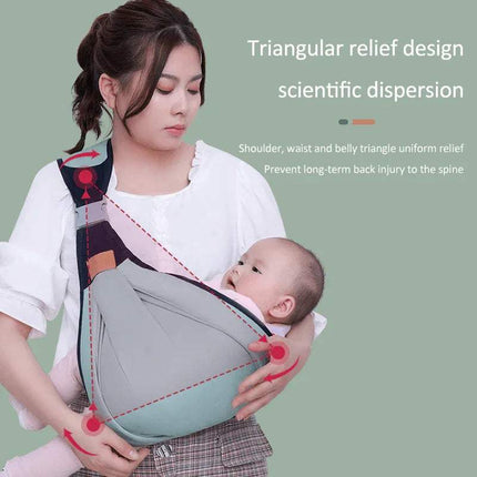 Baby Shoulder Carrier featuring triangular relief design for comfortable baby carrying.