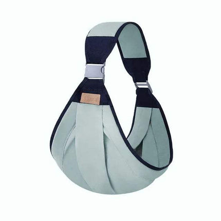 Baby Shoulder Carrier in light green and navy color, designed for comfort and all-season use.