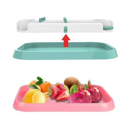 Baby Bottle Drying Rack Hygienic Storage & Fast Drying Organizer featuring its other functionality as tray with fruits on a white background