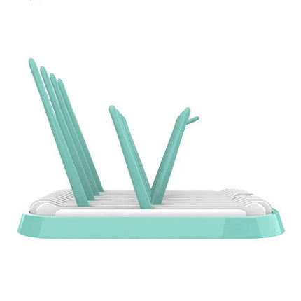 Green Baby Bottle Drying Rack Hygienic Storage & Fast Drying Organizer on a white background
