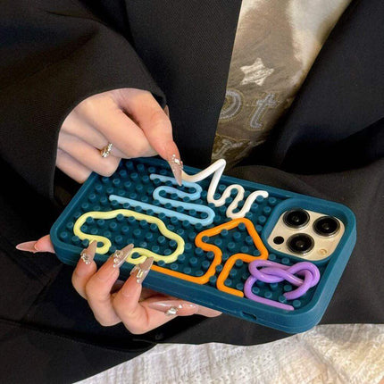 Stress-Relieving Phone Case with colorful tactile designs for anxiety relief and interactive play.