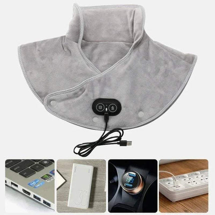Electric Heating Shoulder Neck Pad Adjustable Heat Pain Relief Wrap with USB cable on a white background