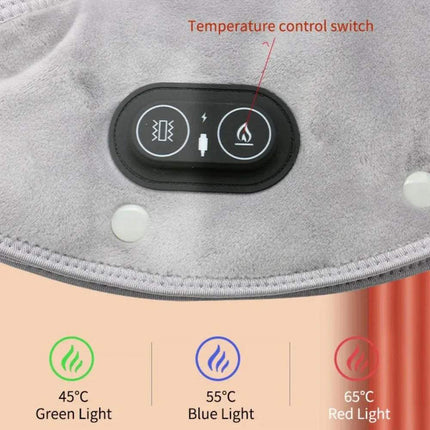 Temperature control switch on a Electric Heating Shoulder Neck Pad  with temperature indicators.