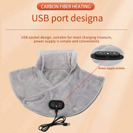 Electric Heating Shoulder Neck Pad  with USB port design on a beige background