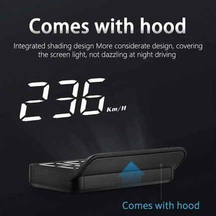 Car Head-Up Display with speed display on a black background