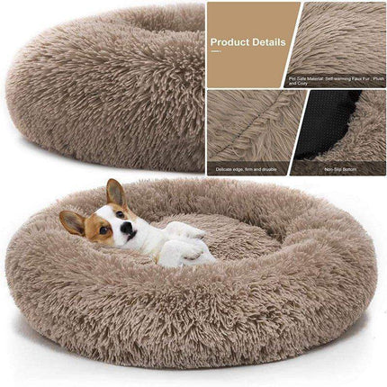 Comfortable Donut Bed for Pets with a cozy design and soft plush material, ideal for resting small dogs.