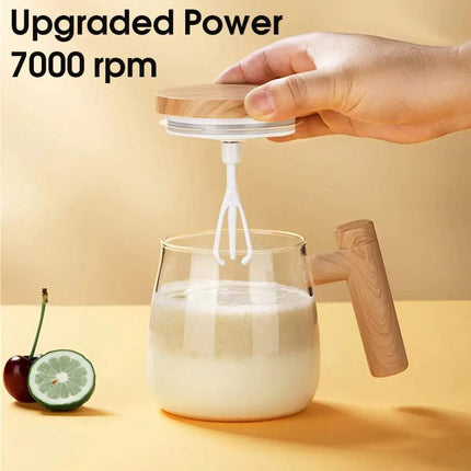 Self Stirring Coffee Mug with upgraded power and 7000 RPM motor for effortless blending.
