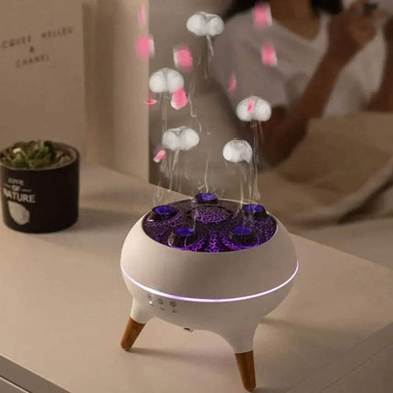 Jellyfish Diffuser & Humidifier creating a relaxing atmosphere with colorful mist and unique design.