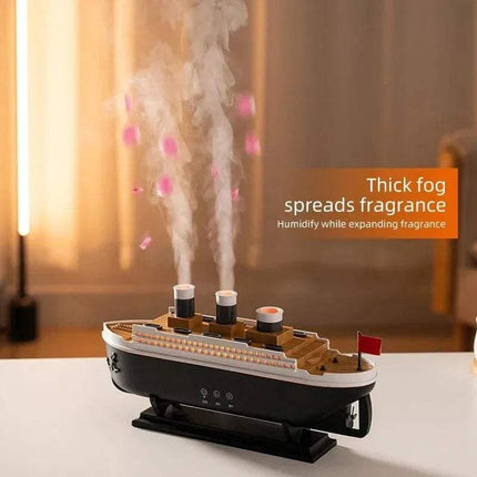 Titanic Humidifier emitting steam with a blurred background