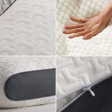 Close-up details of the Super Ergonomic Sleep Neck Pillow showcasing its soft texture and zipper feature.
